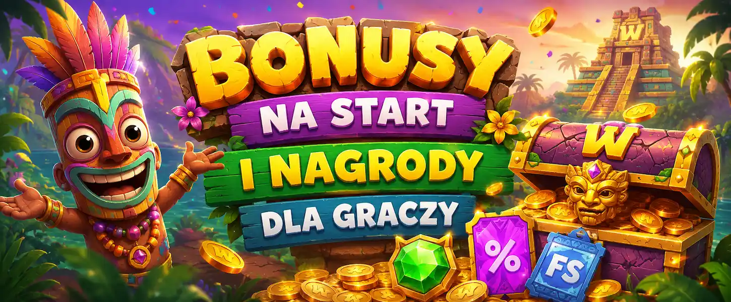 Bonusy na start Wazamba dla graczy w Polsce z nagrodami i skrzynią pełną złotych monet.